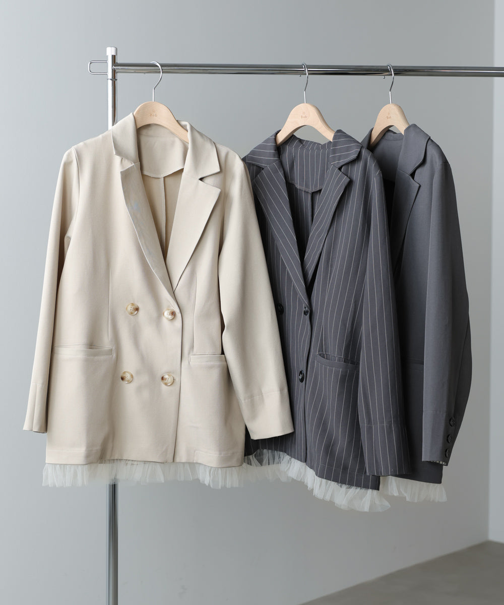 【スリーピース対応】裾フリルダブルジャケット【入卒にもおすすめ】