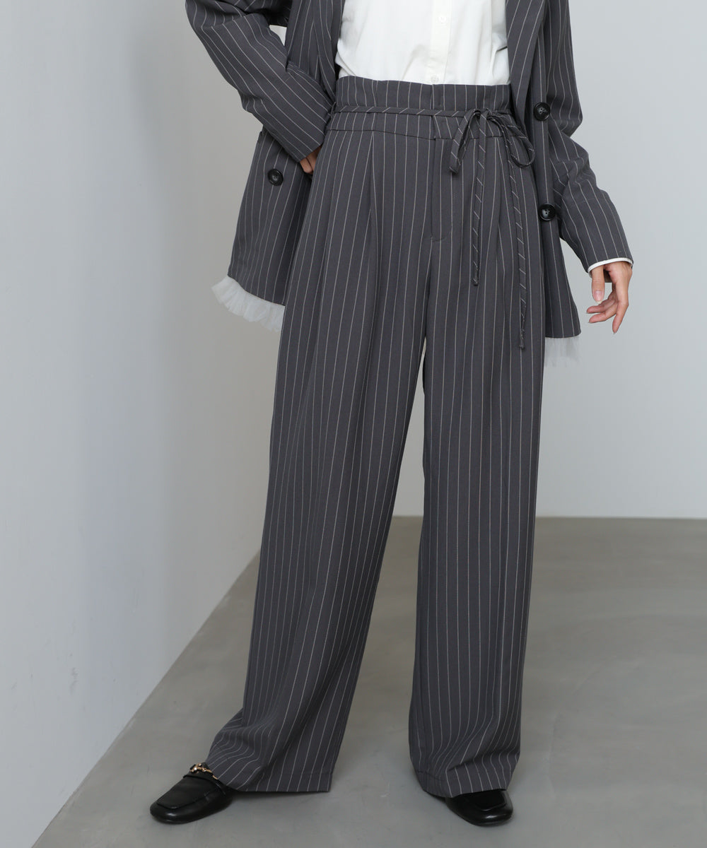 【スリーピース対応】ハイウエストリボン付きストレートパンツ【入卒にもおすすめ】