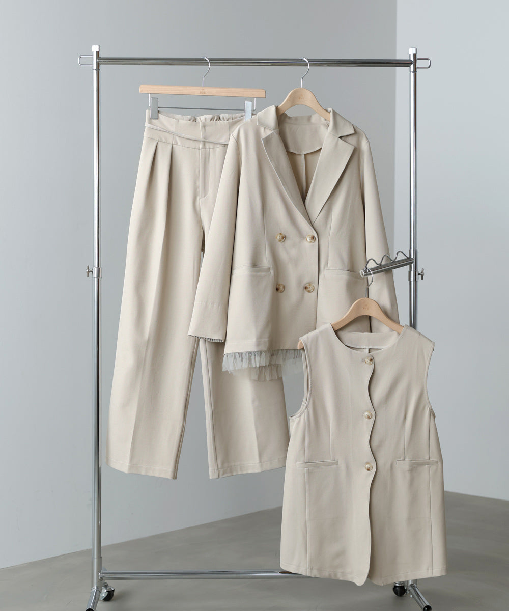 【スリーピース対応】ハイウエストリボン付きストレートパンツ【入卒にもおすすめ】