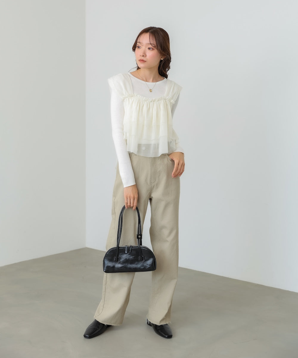 【選べるサイズ展開】ティアードチュールキャミ+スウェットワンピースSET