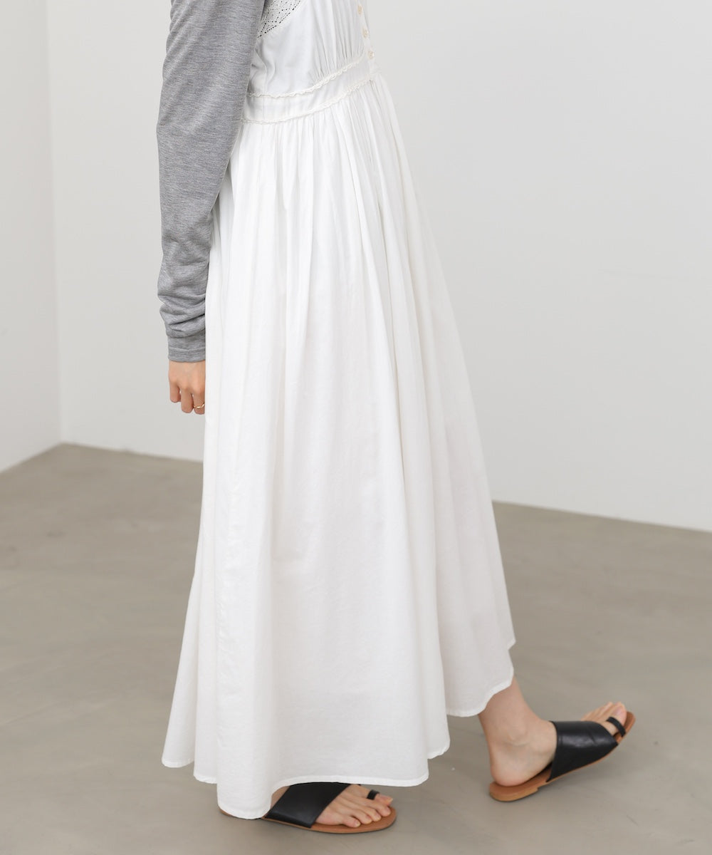 【選べるサイズ展開】レース切り替えフレアキャミワンピース