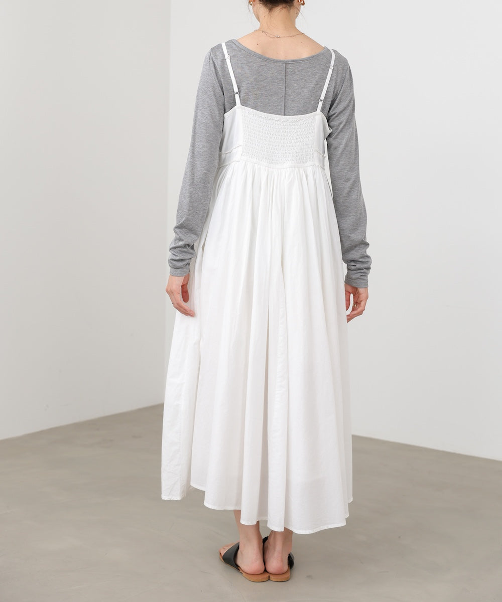 【選べるサイズ展開】レース切り替えフレアキャミワンピース