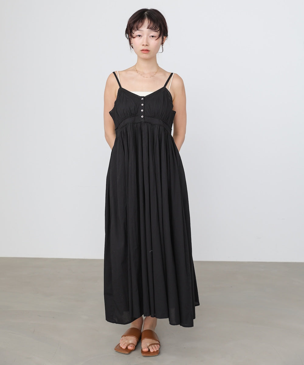 【選べるサイズ展開】レース切り替えフレアキャミワンピース