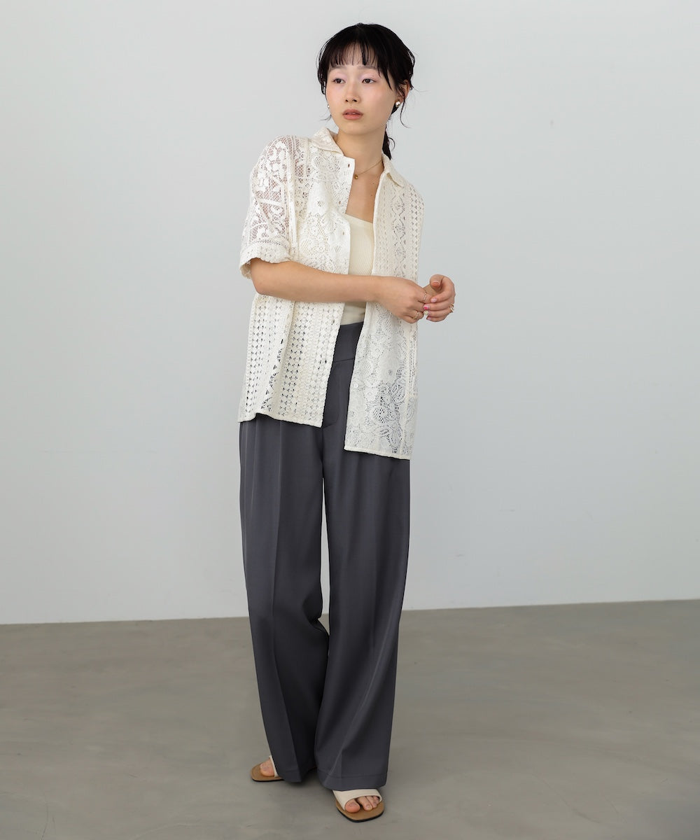 【セットアップ対応】パッチワークレースシャツ