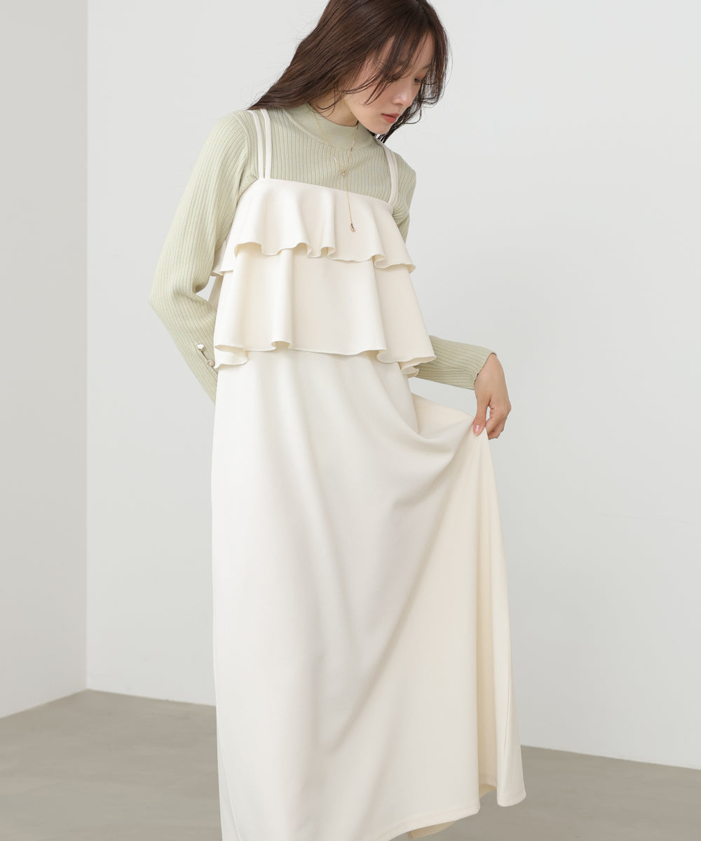 【選べるサイズ/イージーケア】ティアードキャミワンピース【イージージョーゼットシリーズ】