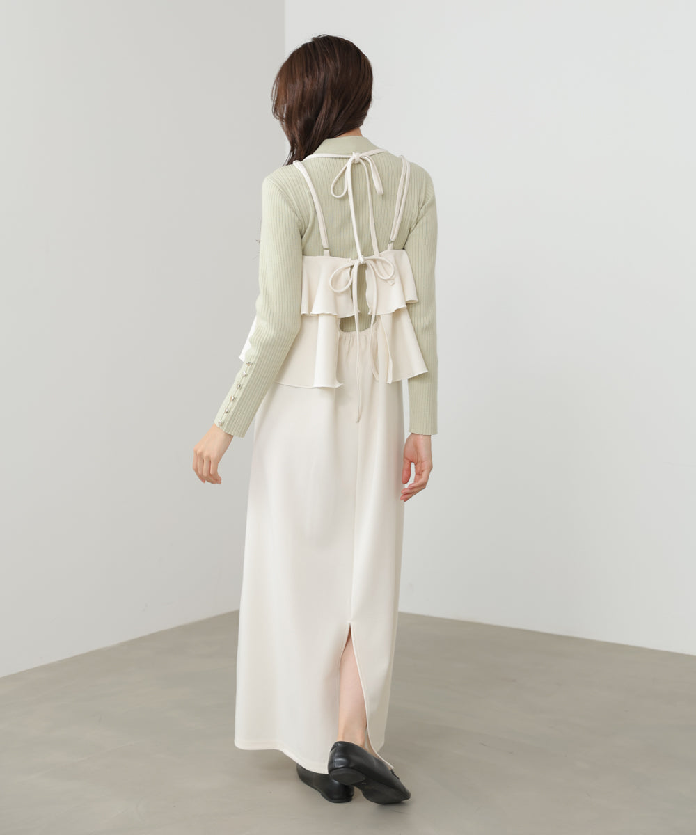 【選べるサイズ/イージーケア】ティアードキャミワンピース【イージージョーゼットシリーズ】