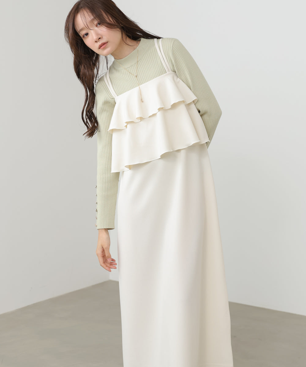 【選べるサイズ/イージーケア】ティアードキャミワンピース【イージージョーゼットシリーズ】