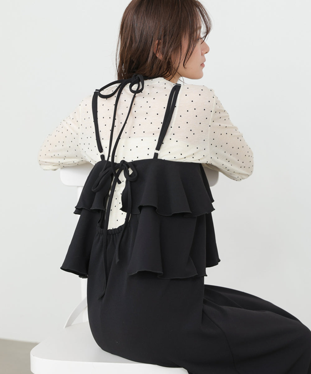 【選べるサイズ/イージーケア】ティアードキャミワンピース【イージージョーゼットシリーズ】