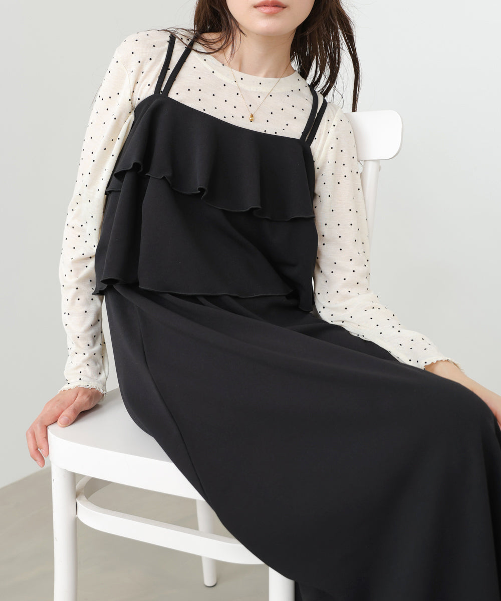 【選べるサイズ/イージーケア】ティアードキャミワンピース【イージージョーゼットシリーズ】