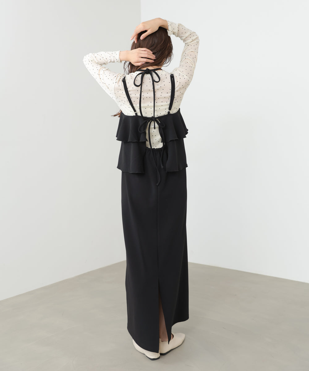 【選べるサイズ/イージーケア】ティアードキャミワンピース【イージージョーゼットシリーズ】