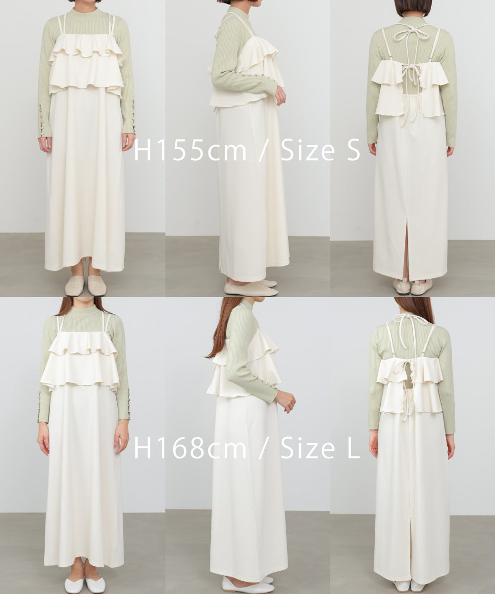 【選べるサイズ/イージーケア】ティアードキャミワンピース【イージージョーゼットシリーズ】