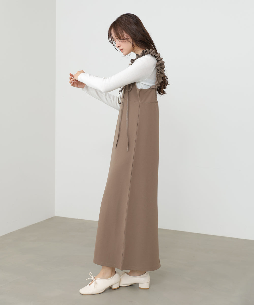 【選べるサイズ/イージーケア】ショルダーギャザーワンピース【イージージョーゼットシリーズ】