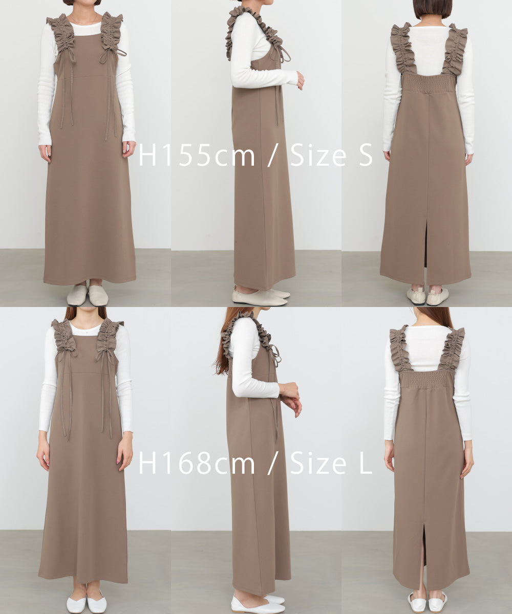 【選べるサイズ/イージーケア】ショルダーギャザーワンピース【イージージョーゼットシリーズ】