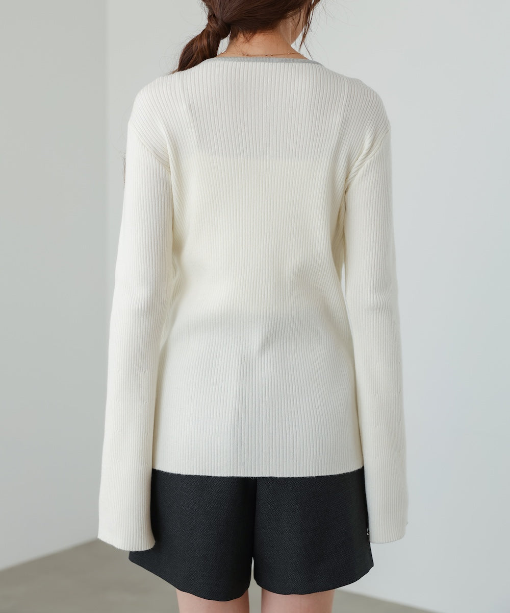 【2026SS】配色レイヤードニットカーディガン