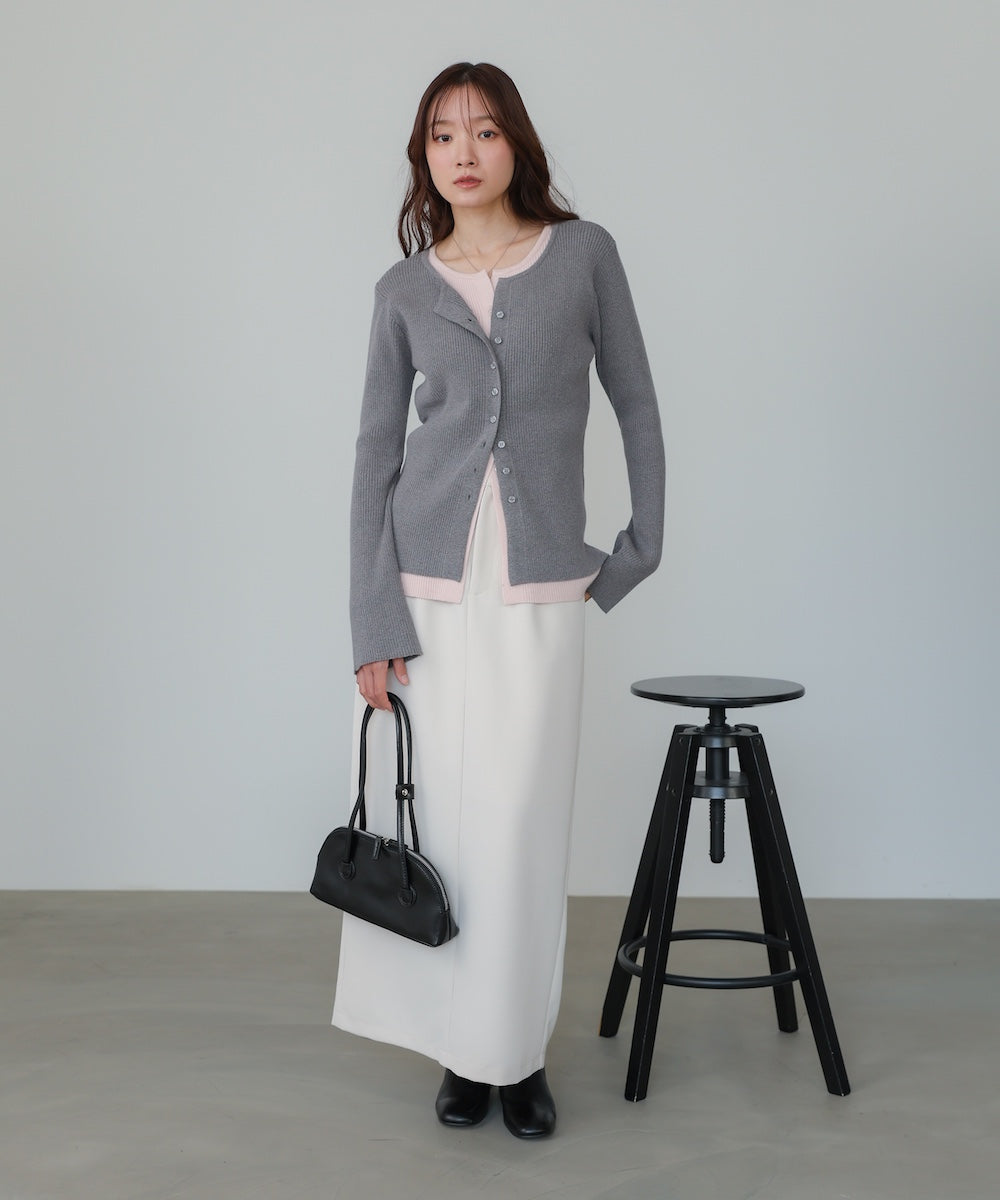 【2026SS】配色レイヤードニットカーディガン