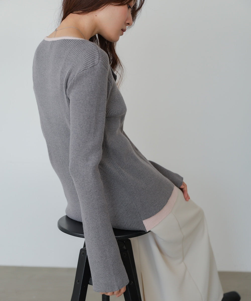 【2026SS】配色レイヤードニットカーディガン