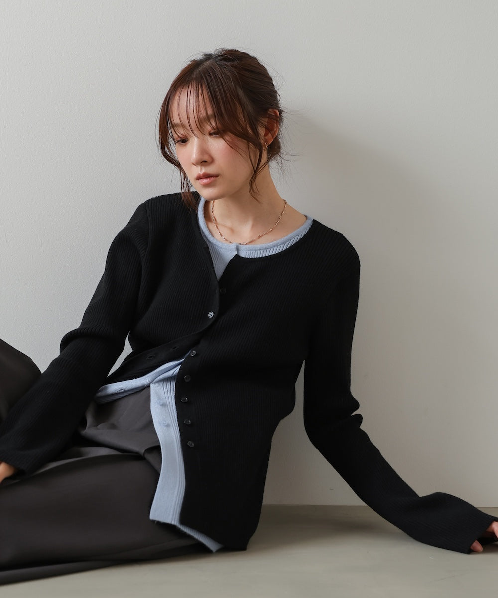 【2026SS】配色レイヤードニットカーディガン