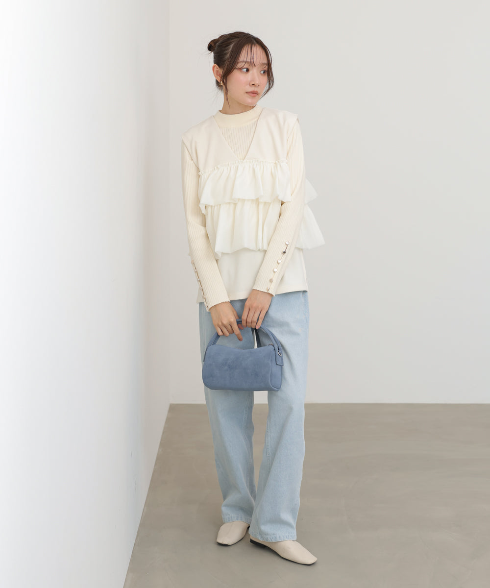 【選べるサイズ/イージーケア】ティアードベスト+パンツSET【イージージョーゼットシリーズ】