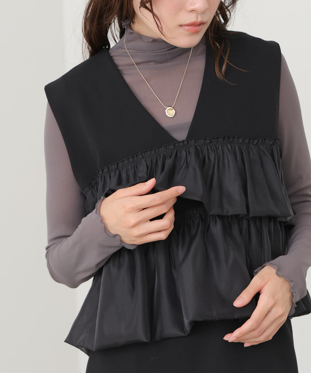 【選べるサイズ/イージーケア】ティアードベスト+パンツSET【イージージョーゼットシリーズ】