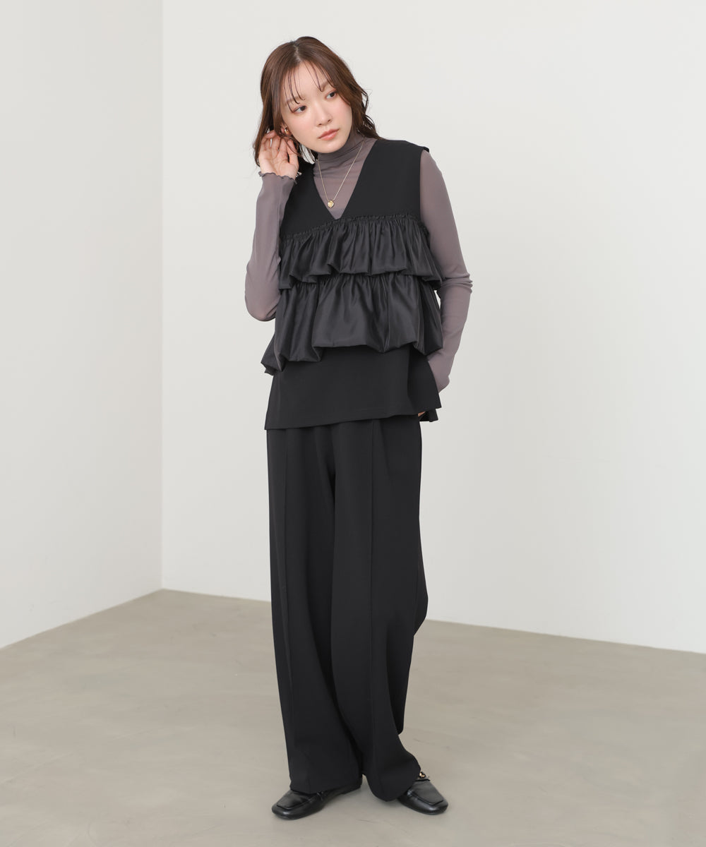 【選べるサイズ/イージーケア】ティアードベスト+パンツSET【イージージョーゼットシリーズ】