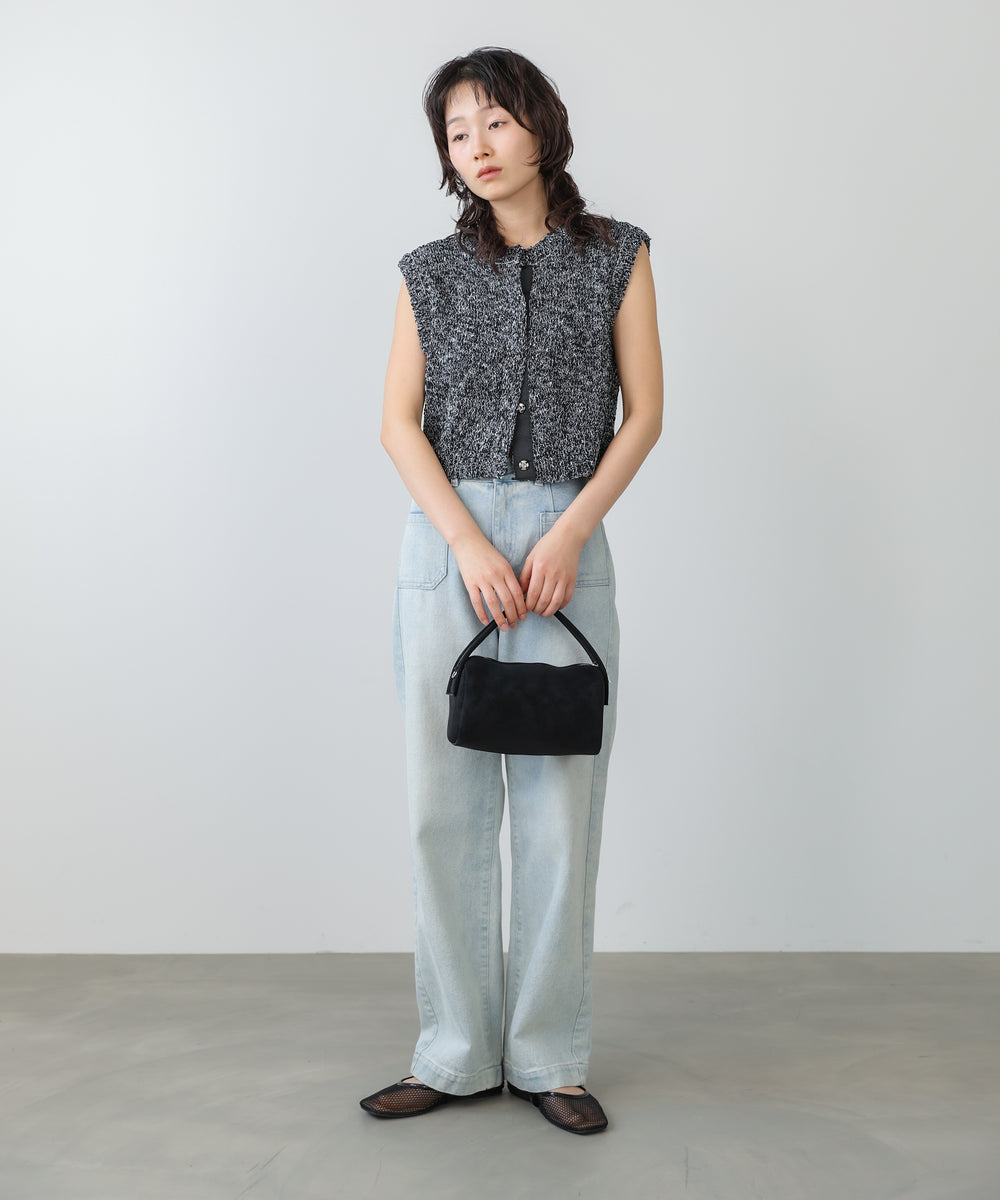 MIX編みラインニットトップス