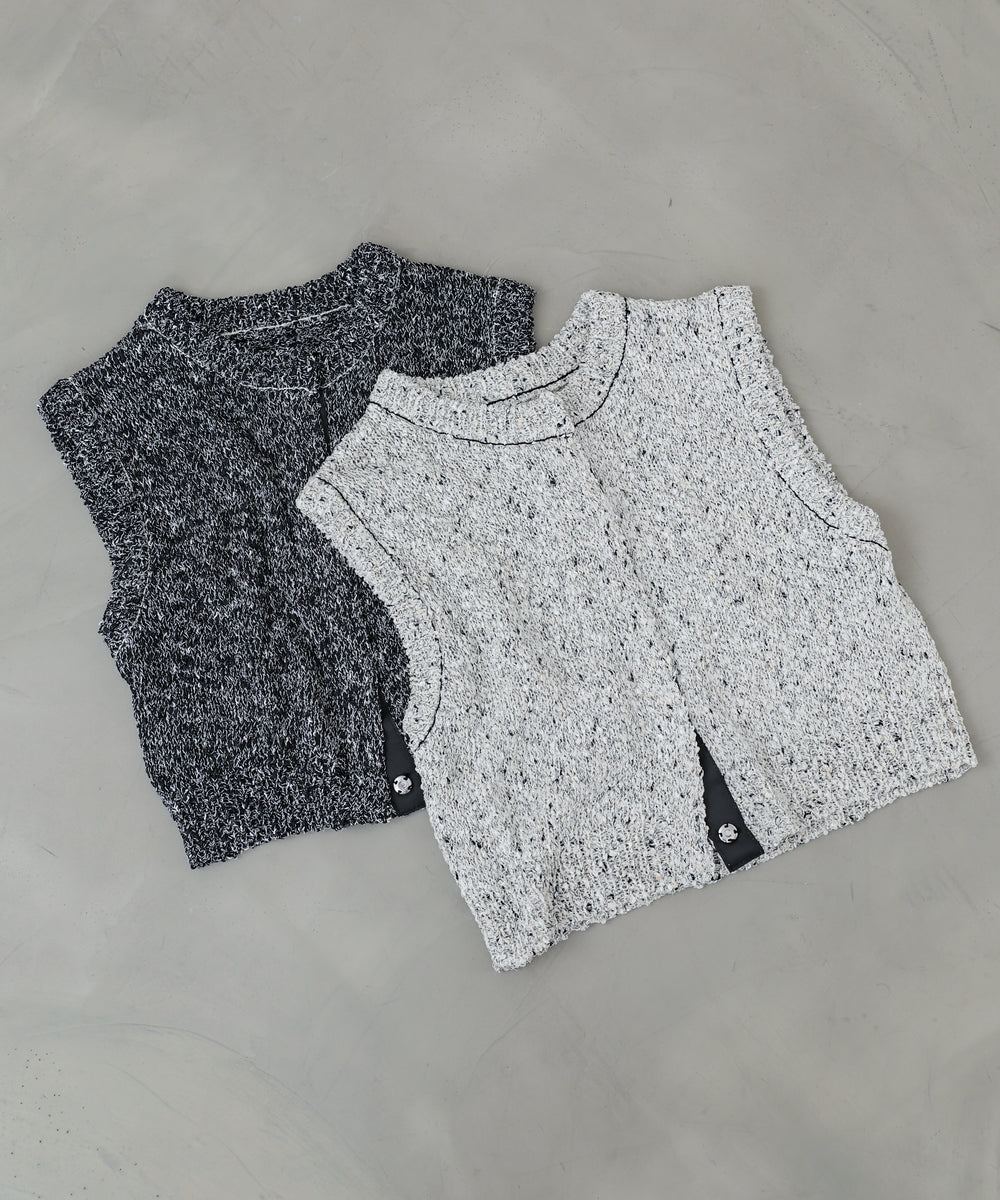 MIX編みラインニットトップス