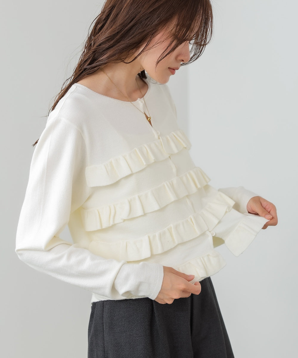 ティアードフリルニットカーデ&2WAYビスチェアンサンブル