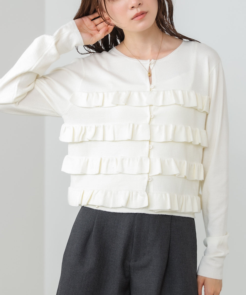 ティアードフリルニットカーデ&2WAYビスチェアンサンブル