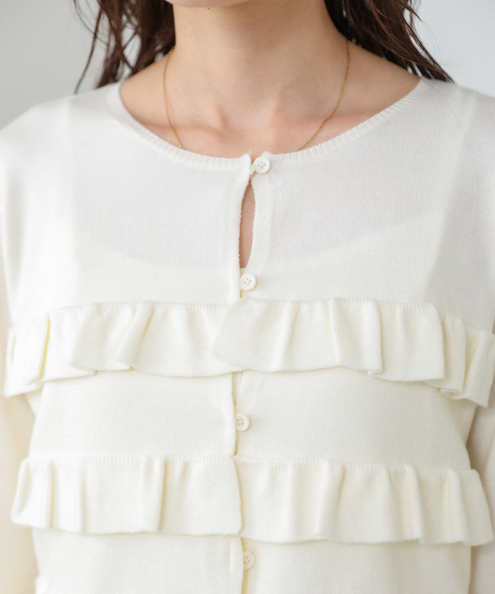 ティアードフリルニットカーデ&2WAYビスチェアンサンブル