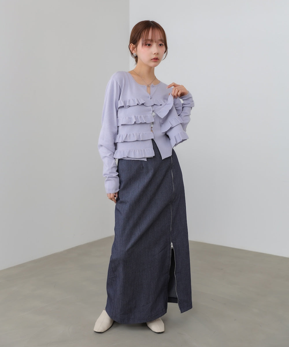 ティアードフリルニットカーデ&2WAYビスチェアンサンブル