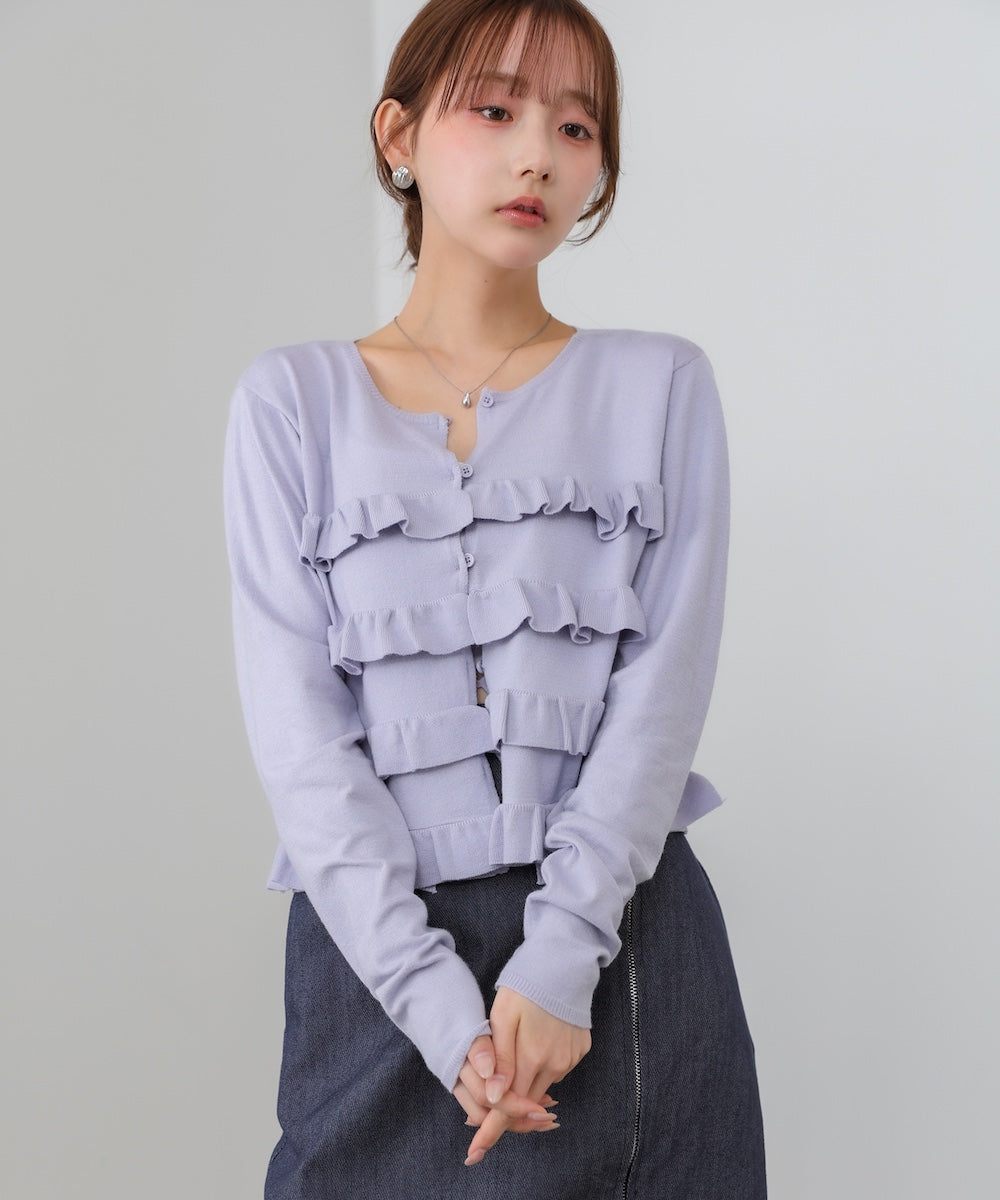 ティアードフリルニットカーデ&2WAYビスチェアンサンブル