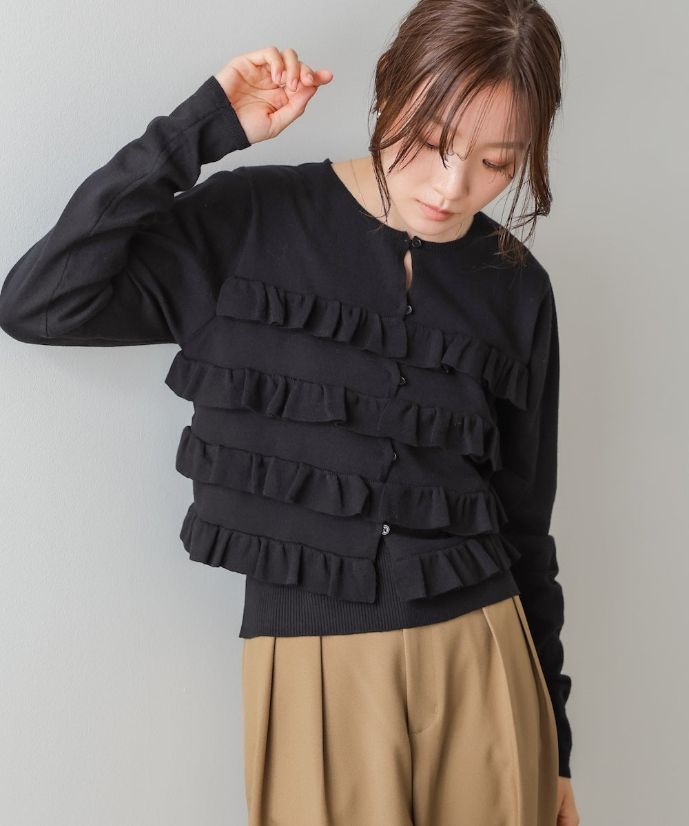 ティアードフリルニットカーデ&2WAYビスチェアンサンブル