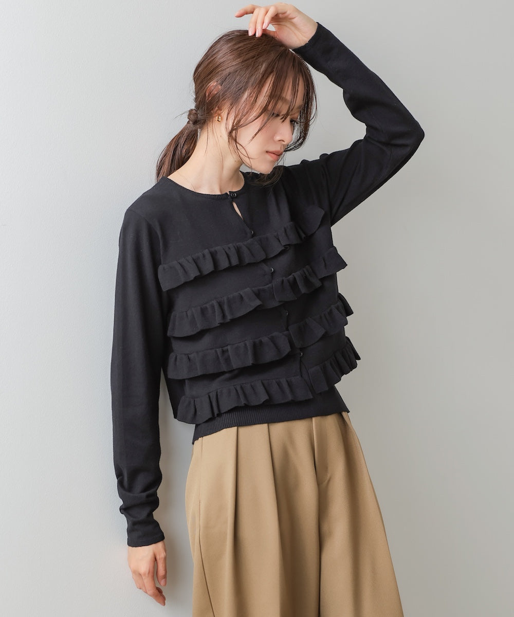 ティアードフリルニットカーデ&2WAYビスチェアンサンブル