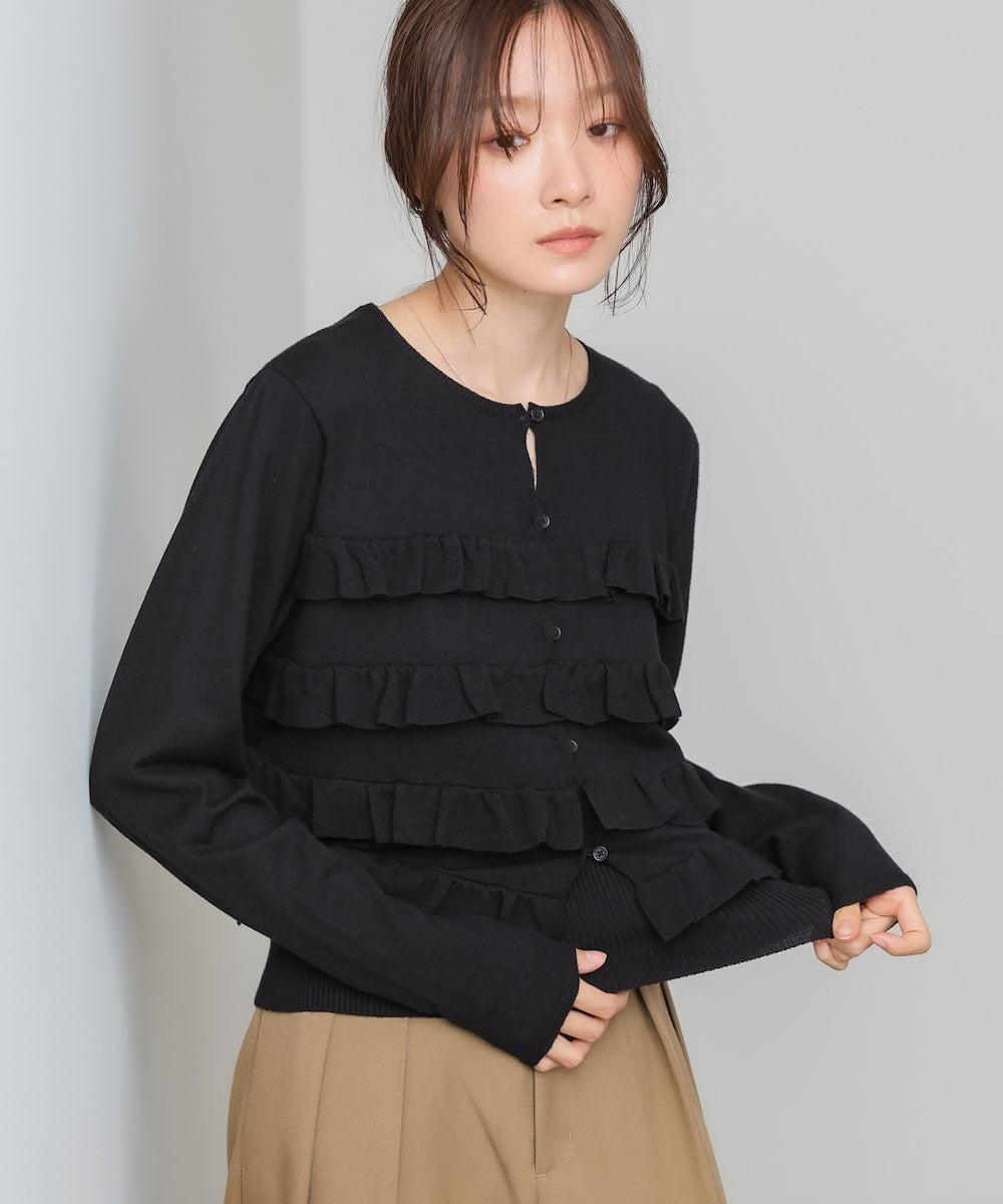 ティアードフリルニットカーデ&2WAYビスチェアンサンブル