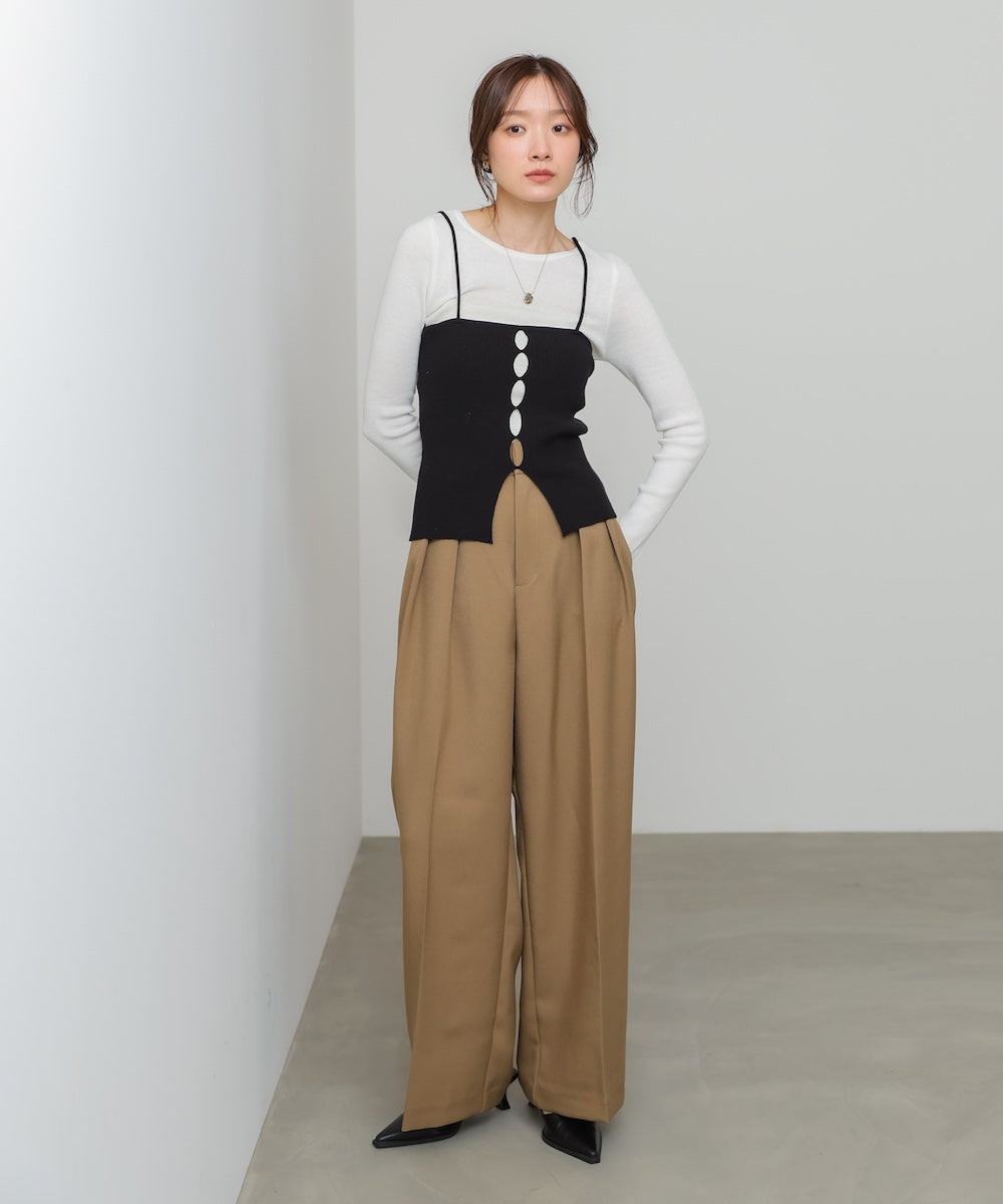 ティアードフリルニットカーデ&2WAYビスチェアンサンブル