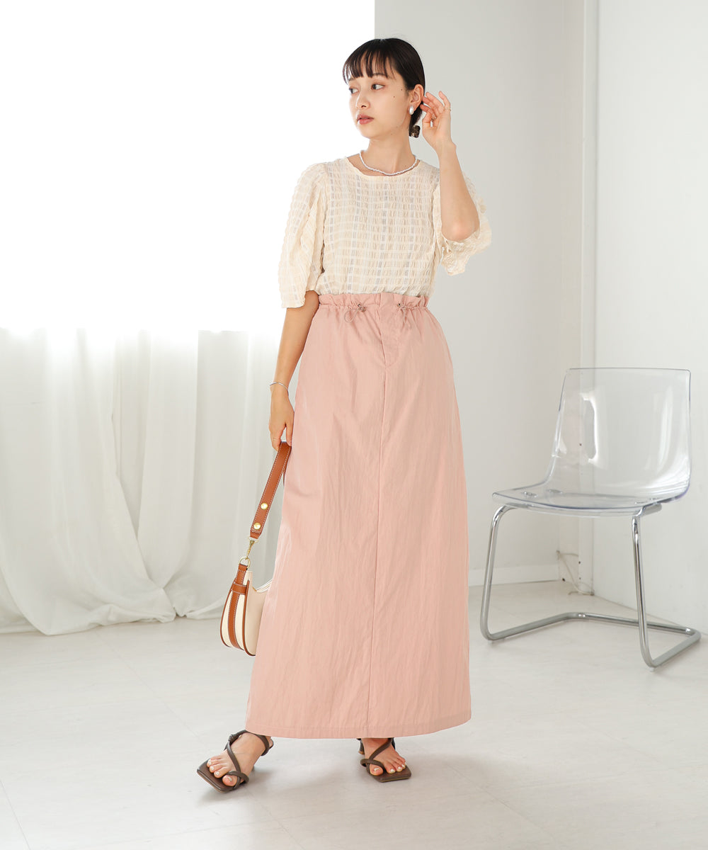 WAIST DRAWSTRING I-LINE SKIRT
