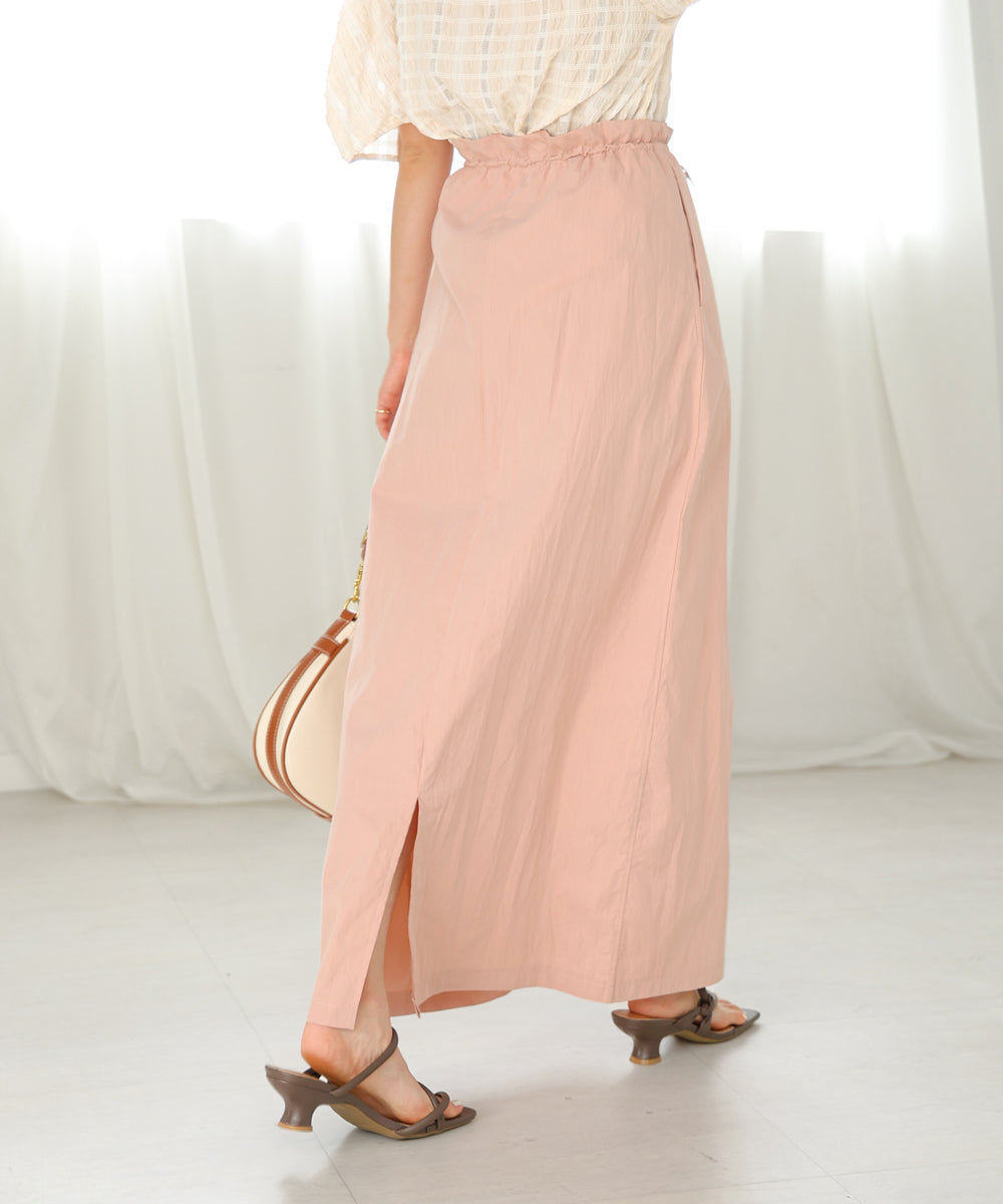 WAIST DRAWSTRING I-LINE SKIRT