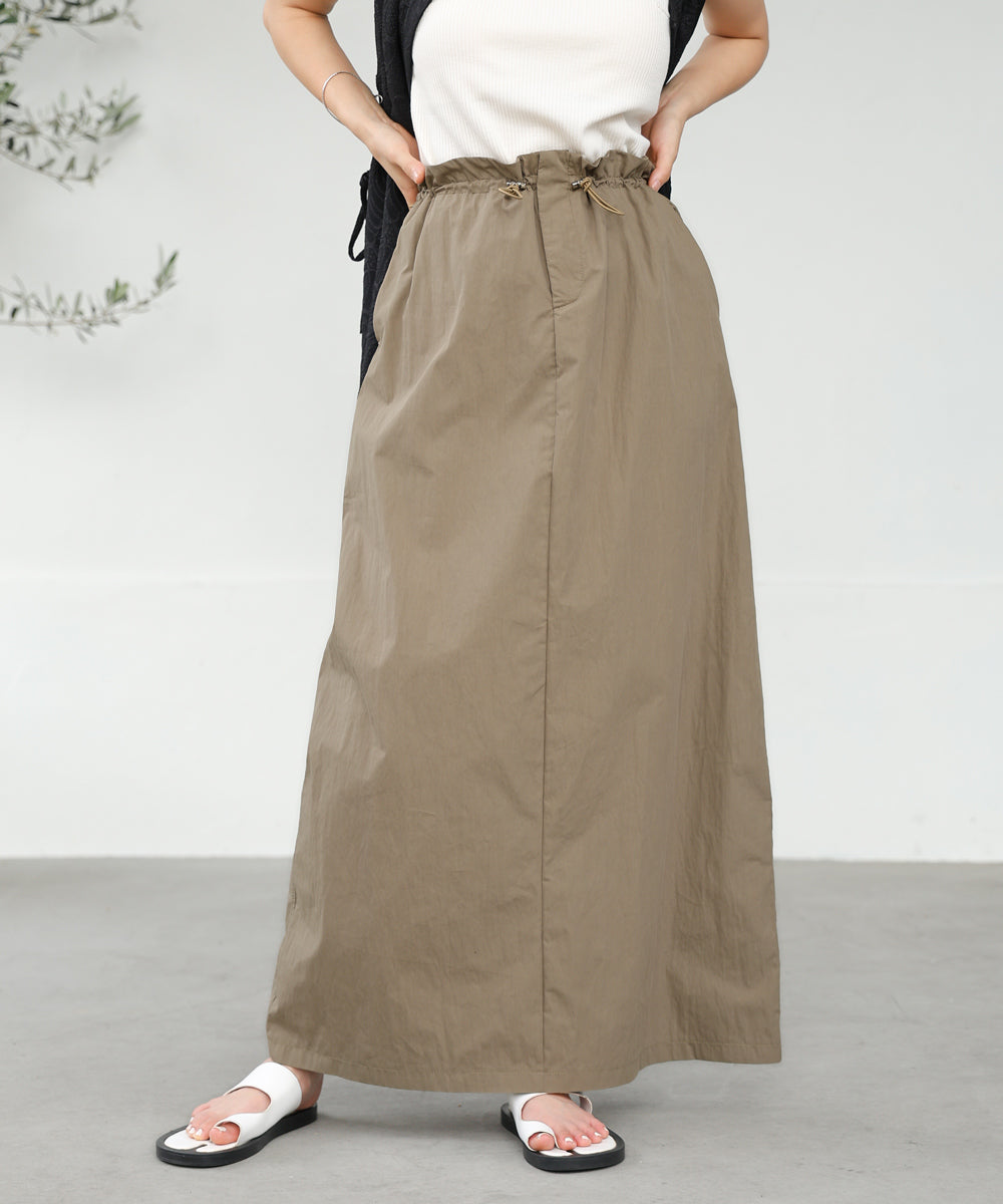 WAIST DRAWSTRING I-LINE SKIRT