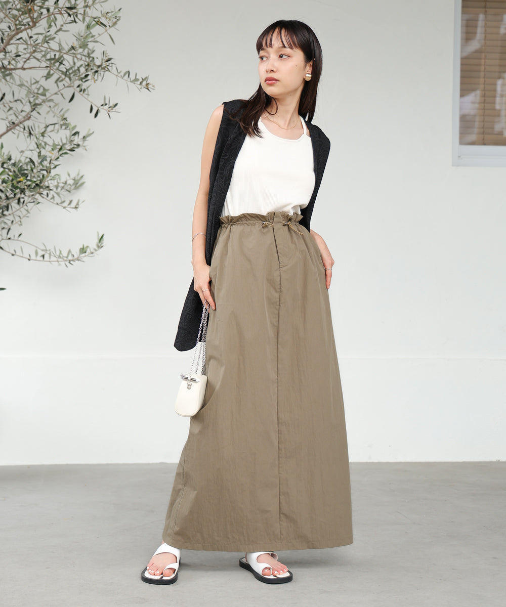 WAIST DRAWSTRING I-LINE SKIRT