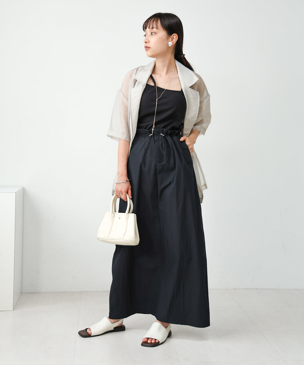 WAIST DRAWSTRING I-LINE SKIRT