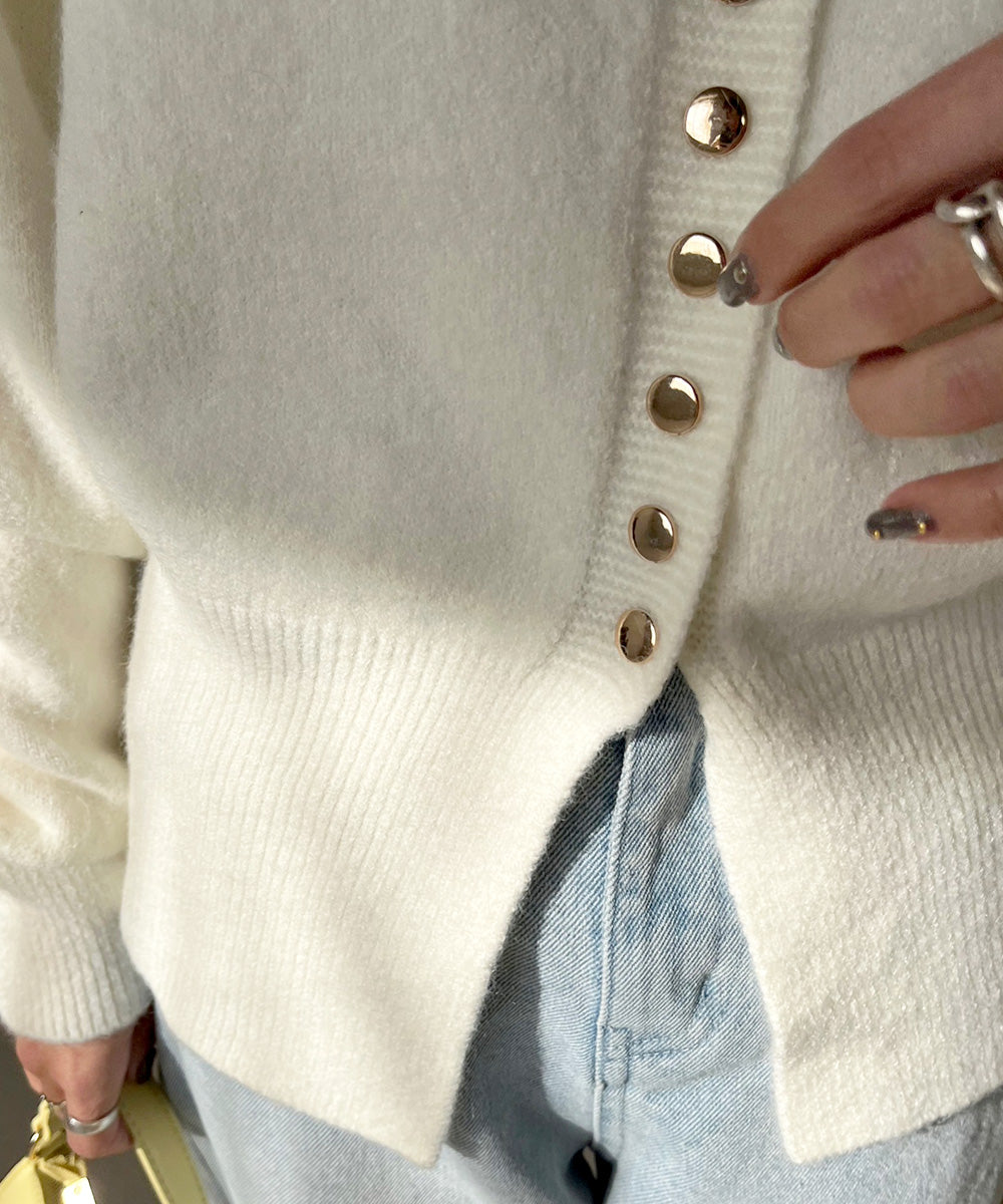 DOT BUTTON CARDIGAN TOPS