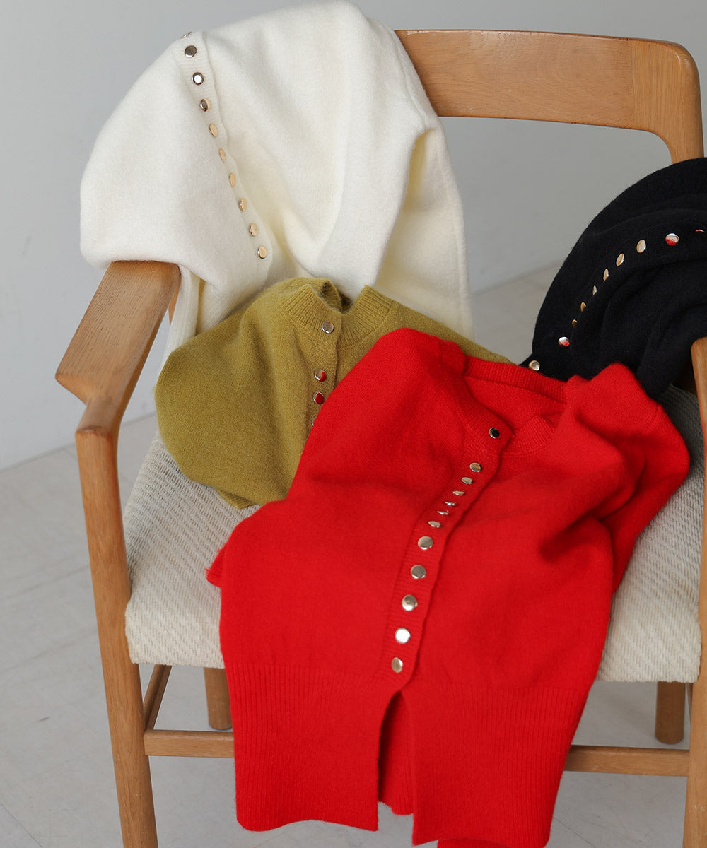 DOT BUTTON CARDIGAN TOPS
