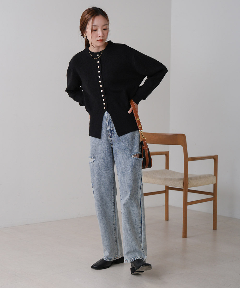 DOT BUTTON CARDIGAN TOPS