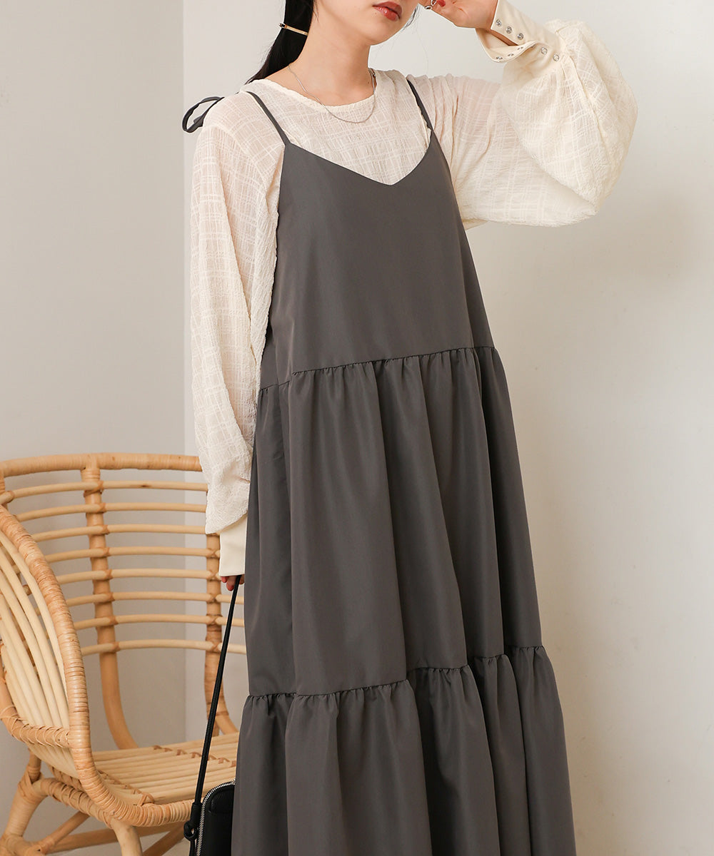 ribbon strap tiered cami onepiece