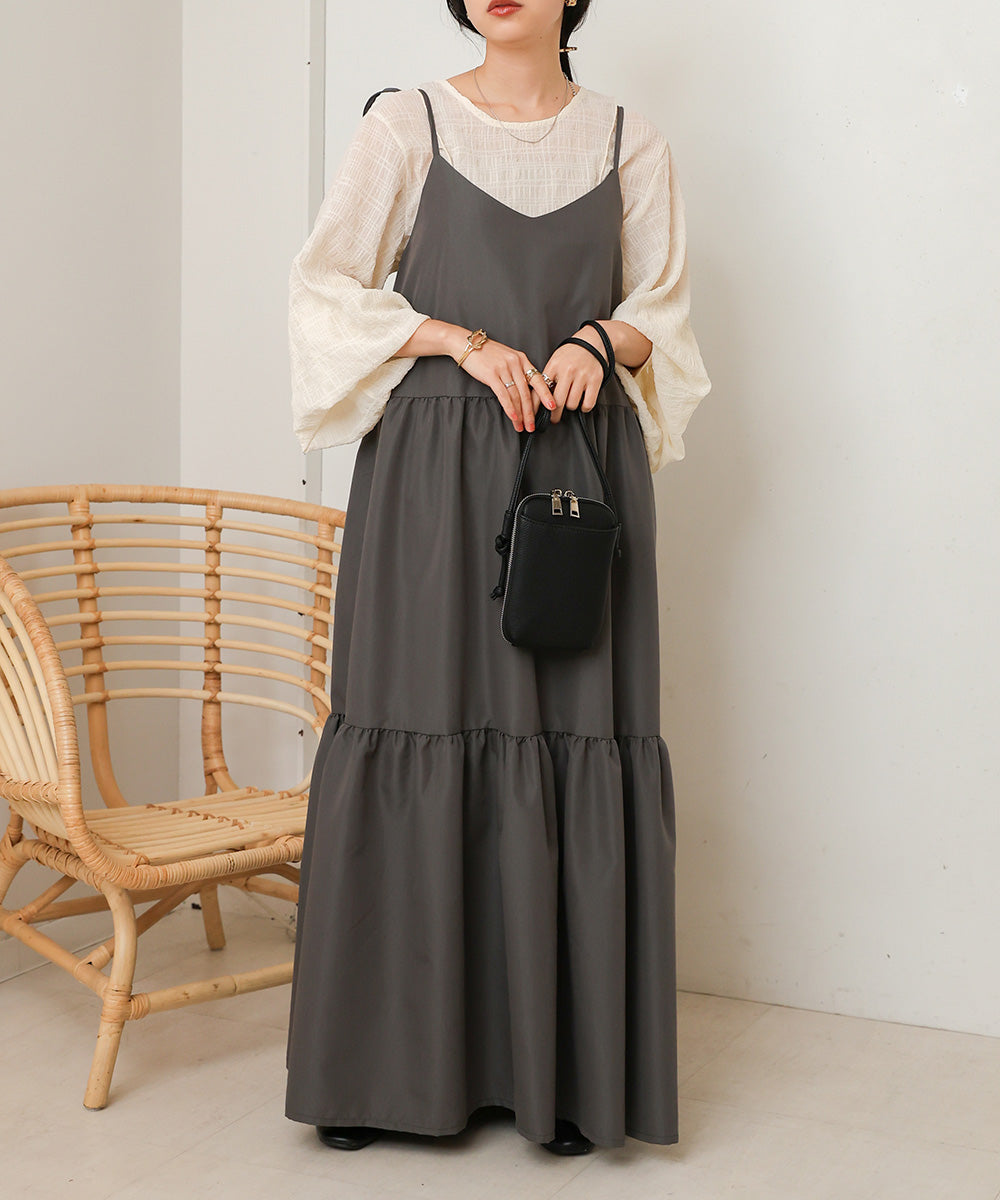 ribbon strap tiered cami onepiece