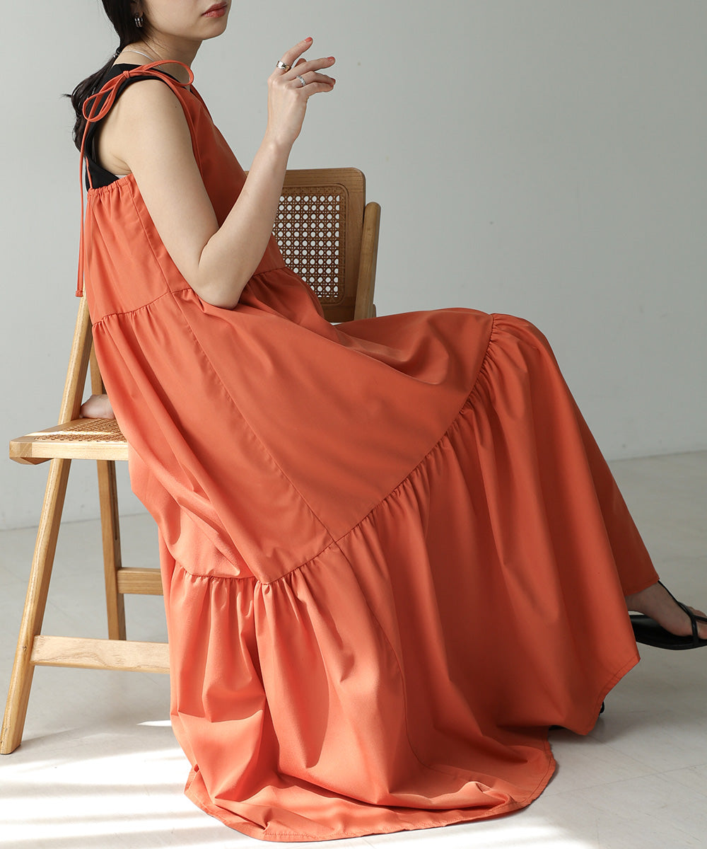 ribbon strap tiered cami onepiece