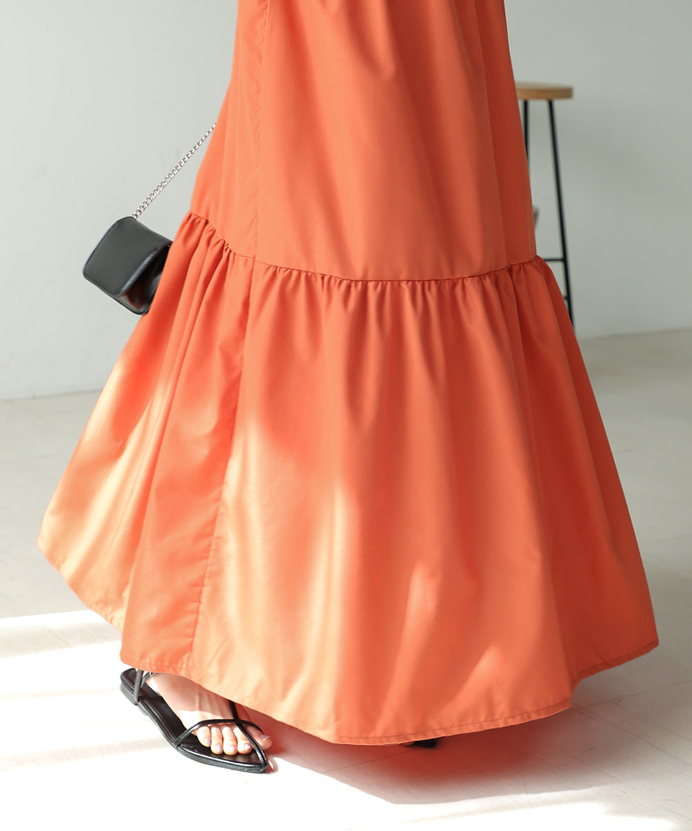 ribbon strap tiered cami onepiece