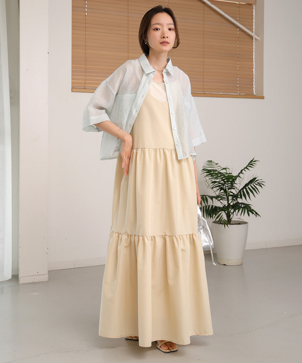 ribbon strap tiered cami onepiece