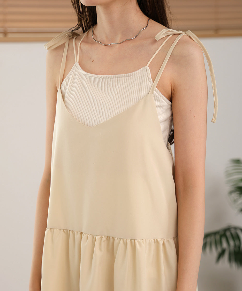 ribbon strap tiered cami onepiece