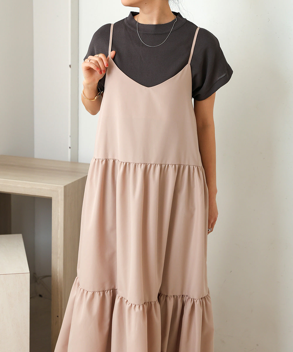 ribbon strap tiered cami onepiece